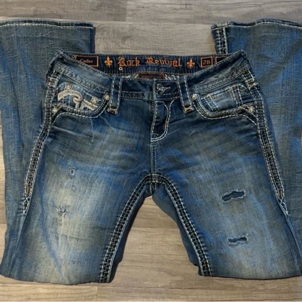 Rock Revival Faded Blue Boot Cut Jeans